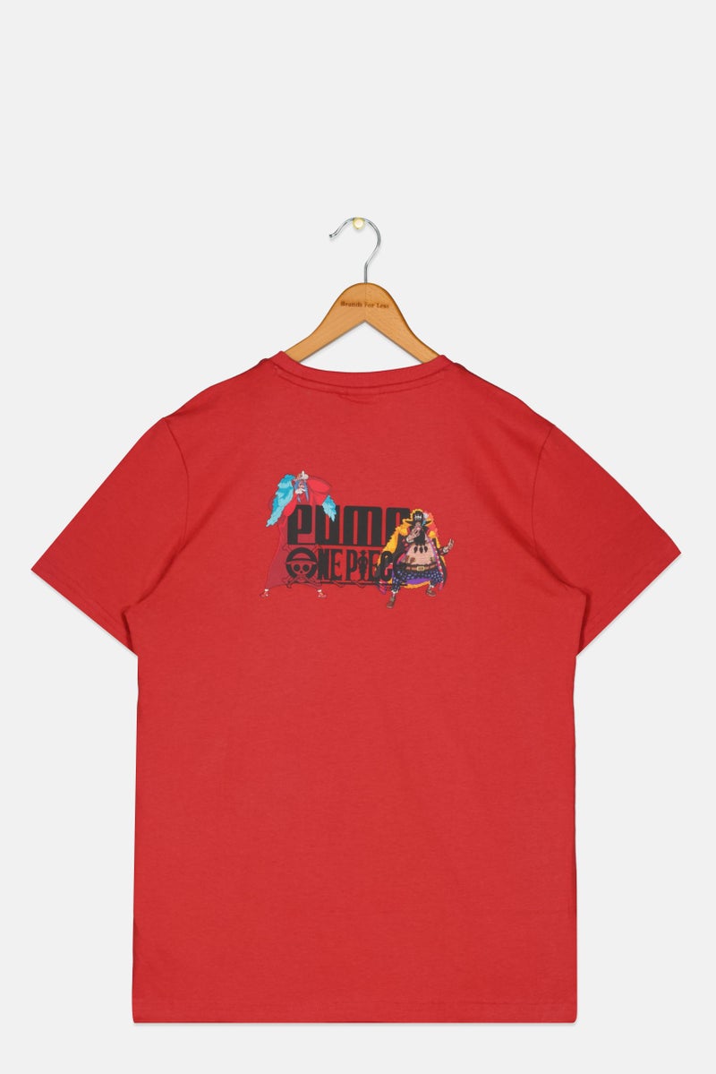 Puma x One Piece Kids Boy Sportswear Fit Short Sleeve Outdoor T Shirt, Red - Image 2